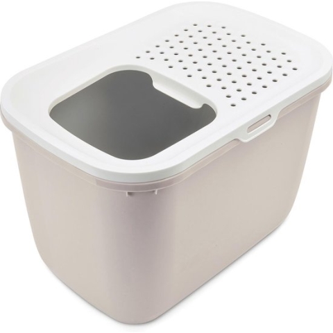 Savic Kattentoilet Hop In 38.5 x 58 x 39.5 cm - Kattenbak - Wit & Mokka