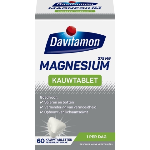 Davitamon Magnesium - Magnesium tabletten - Voedingssupplement- 60  Magnesium kauwtabletten