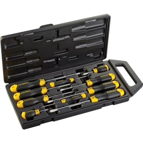 STANLEY 2-65-014 Cushiongrip Schroevendraaierset - 10-delig - inclusief opbergbox