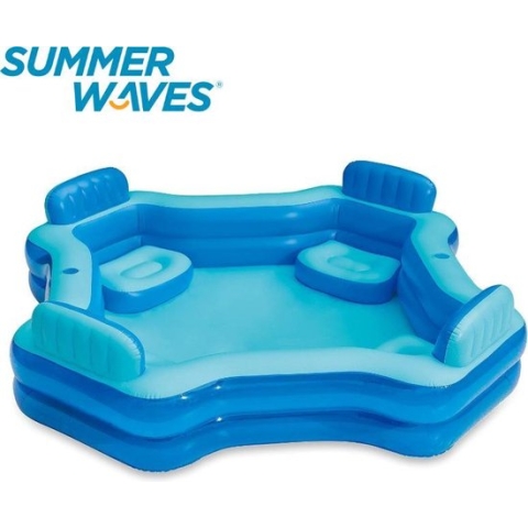 Summer Waves Opblaaszwembad | Deluxe Comfort  | 267 x 267 x 66 cm | Blauw