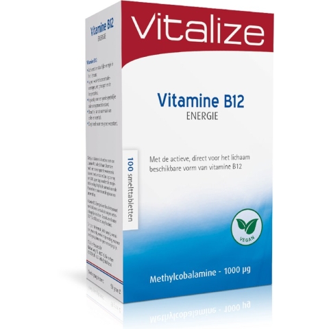 Vitalize B12 Energie 100 tabletten - Draagt bij aan extra energie bij vermoeidheid en moeheid - Is goed voor het concentratievermogen, het geheugen en de leerprestaties