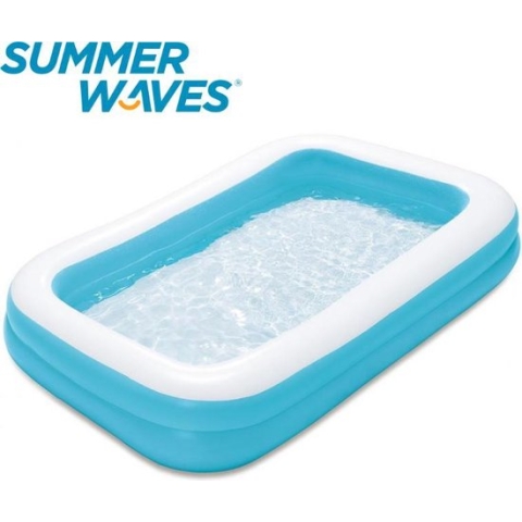 Summer Waves Opblaaszwembad | 2-Rings | 305x 183 x 46 cm | Blauw
