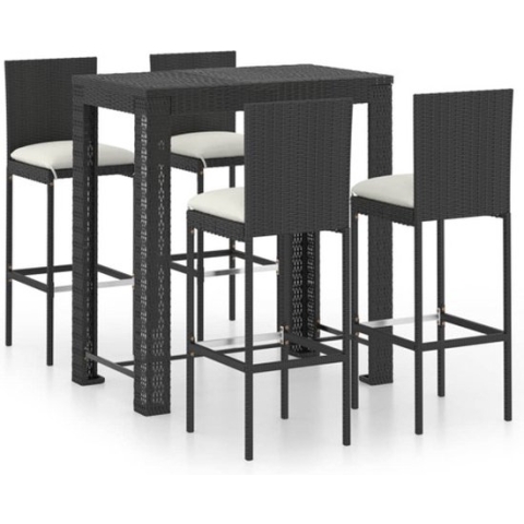vidaXL-5-delige-Tuinbarset-met-kussens-poly-rattan-zwart