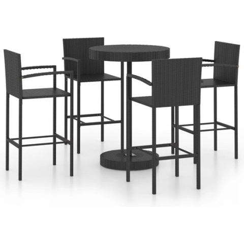 vidaXL-5-delige-Tuinbarset-poly-rattan-zwart