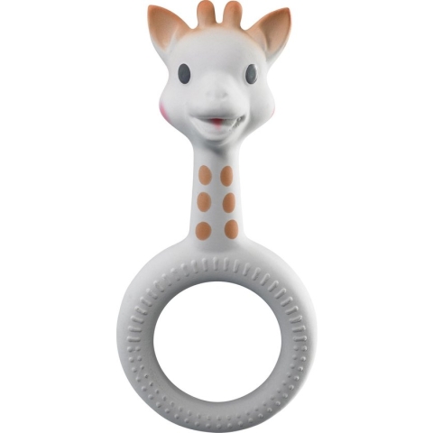 Sophie de giraf So'Pure Bijtring - Bijtspeeltje - Bijtspeelgoed - Babyspeelgoed - 100% Natuurlijk rubber - 13.5x6.4x5.2 cm - Beige/Bruin