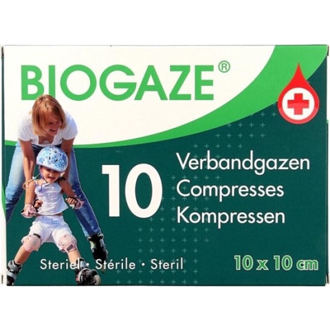 Biogaze verbandgazen 10x10cm 10 st