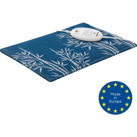Beurer HK 35 Elektrisch Warmtekussen - Heating pad - 40 x 30 cm - 3 Warmtestanden - Max. 65°C - Snelle opwarming - Automatische uitschakeling - Fleece - Hoes machinewasbaar - 3 Jaar garantie - Blauw/patroon