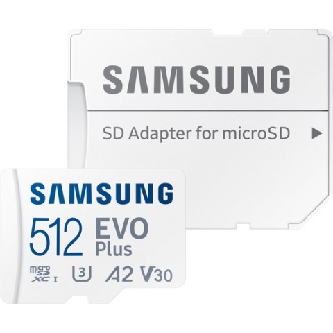 Samsung EVO Plus - Micro SD Kaart - Inclusief SD Adapter - 130 MB/s - 512 GB