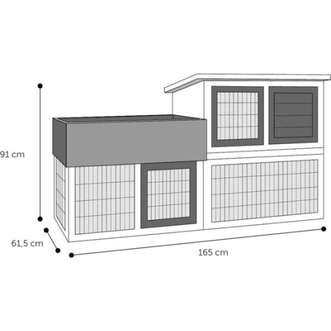 Flamingo - Konijnenhok Floret urban - Bruin - 165 x 64.5 x 92 cm