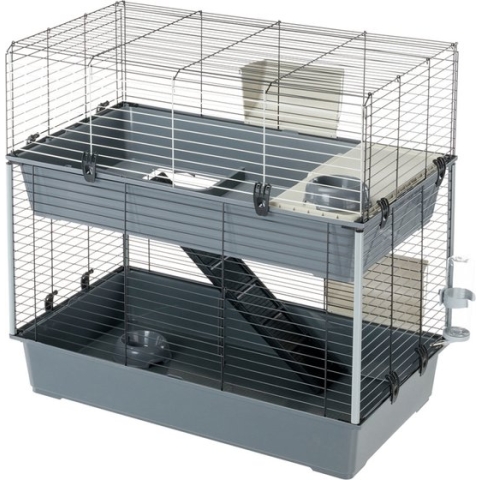 Ferplast Konijnenkooi Rabbit 100 Dubbel - Dierenverblijf - 95x57x93.5 cm Grijs