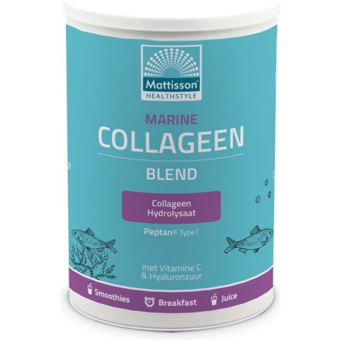 Mattisson Marine Collageen Poeder Peptan Blend - Collageen Hydrolysaat met Vitamine C & Hyaluronzuur - 300 Gram