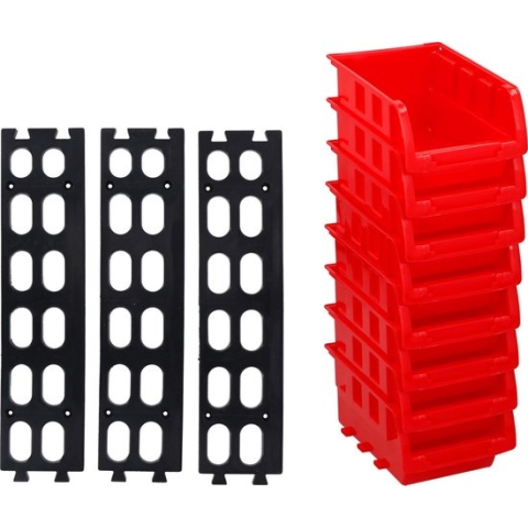 Stapelbare bakjes - 8 stuks - met ophangsysteem