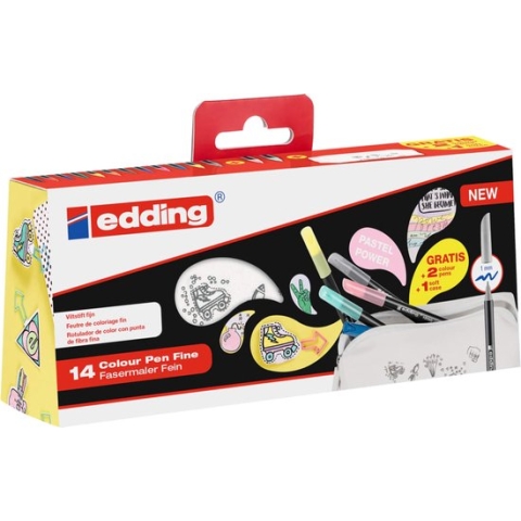 Edding 1200 viltstiften set - 14 kleuren - Incl 2 mandala wenskaarten