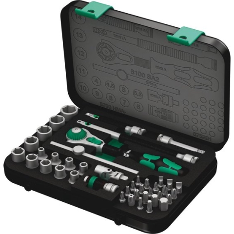 Wera 8100 SA 2 Zyklop 05003533001 Dopsleutelset Metrisch 1/4 (6.3 mm) 42-delig
