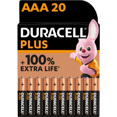 Duracell Plus AAA-alkalinebatterijen - 20 stuks