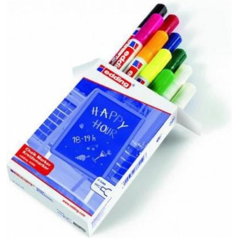 edding 4095 krijtmarkers - 10 stuks verschillende kleuren - ronde punt - 2-3 mm - geschikt voor ramen en krijtborden - semi-permanent (met natte doek af te doen)