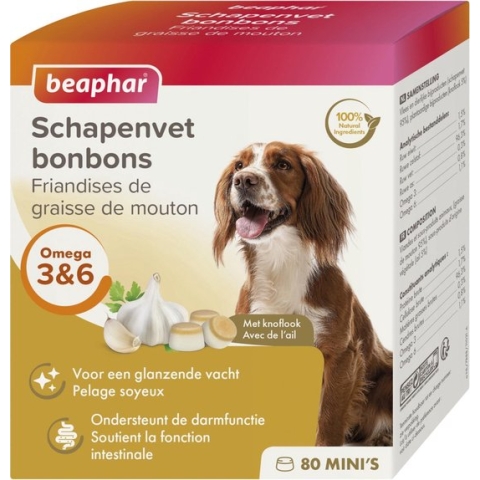 Beaphar Schapenvet Bonbons Knoflook Mini = 80 stuks