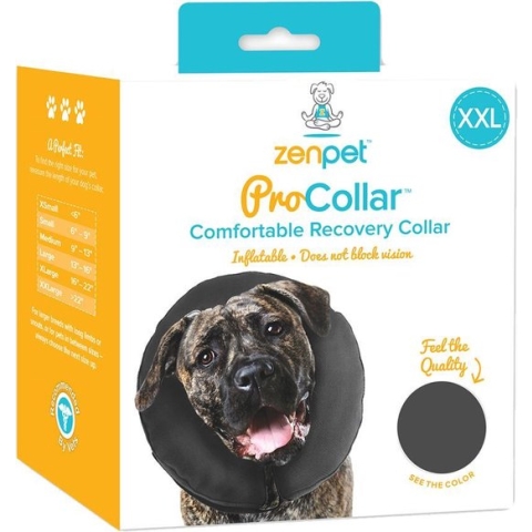 Zenpet ProCollar Hondenkraag XXL – Doorzichtige hondenkraag – Beschermkraag hond – Hondenkap – Plastic Hondenkraag - Beschermkap – Zwart – Nek omtrek 55.9cm