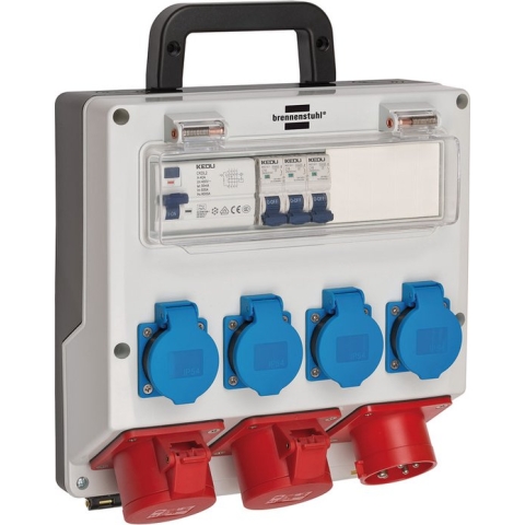 Wandverdeler 4/16A IP44 3x LS 230V/16 A, 1xFI 40 A 4-polig 30mA
