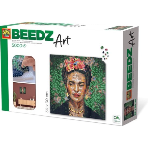 SES Beedz Art - Frida Kahlo - 5000 strijkkralen - kunstwerk van strijkkralen - complete set met grondplaten en strijkvel