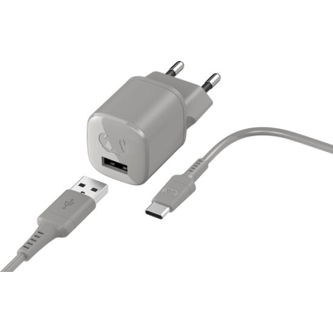 Fresh 'n Rebel - 12W USB-A Mini Fast Charger + 1.5M USB-C Cable - Ice Grey