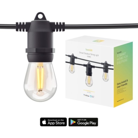 Hombli Smart Outdoor String Light 5m – Lichtsnoer voor buiten – Sfeerverlichting voor in de tuin, balkon en terras – Weerbestending IP65