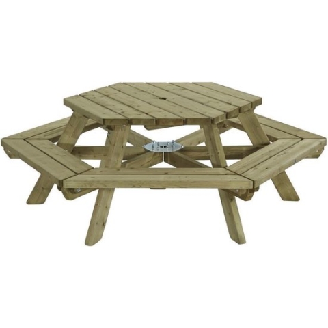 Talen picknicktafel zeshoek - 225 cm breed - Groen