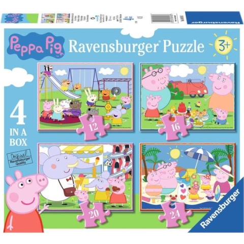 Peppa Pig puzzelbox puzzels 12+16+20+24 stukjes - kinderpuzzel