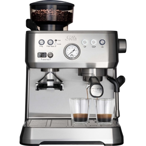 Solis Grind & Infuse Perfetta 1019 Pistonmachine - Espressomachine met Antistatische Koffiemolen - Zilver
