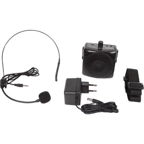 HQ-Power Draagbare stemversterker, met headset en draagriem, 5 W, zwart