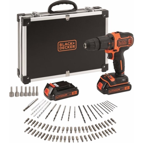 BLACK+DECKER BDCHD18BAFC-QW Accu Klopboormachine - 18V - 2 accu's - incl. 80 accessoires