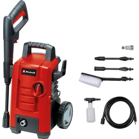Einhell Elektrische Hogedrukreiniger TC-HP 130 - 1500 W - Max. 130 bar - 390 l/u - Incl. 5m hogedrukslang, pistool, lans, diverse sproeiers, borstel en schuimsproeier