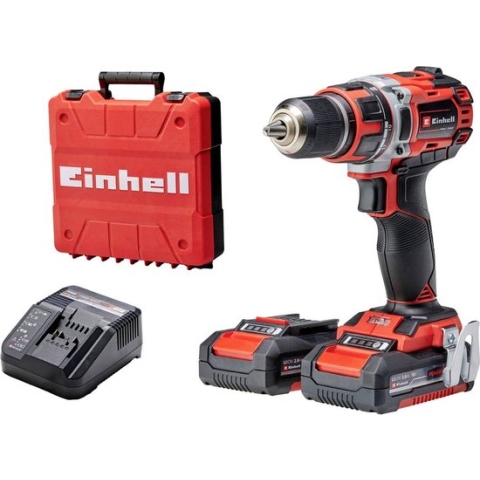 Einhell Accu Boor-/Schroefmachine TP-CD 18/50 Li BL Kit - Power X-Change - 18 V/2.0 Ah/Li-Ion - 50 Nm - 0-500/0-1.800 t/min - Koolborstelloze motor - Incl. 2x 2.0 Ah accu, lader en transport-/opbergkoffer