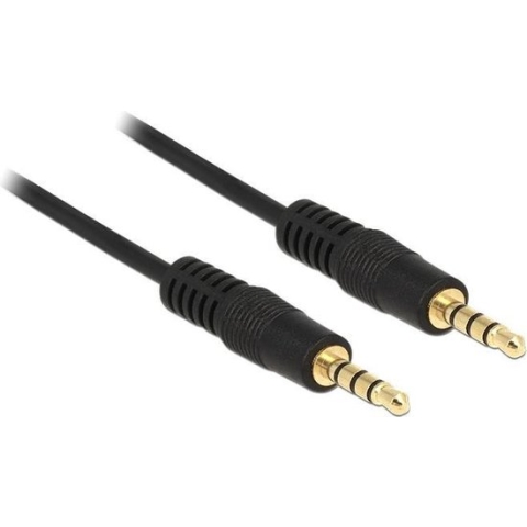 3,5mm Jack 4-polig audio/video kabel AWG24 / zwart - 2 meter