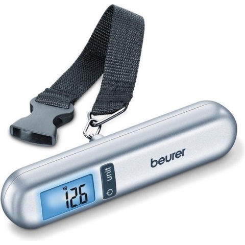 Beurer LS 06 Kofferweegschaal - Bagageweger - Hold functie – Verlicht blauw LCD display – Incl. rolmaat 1 m - Bevestigingsriem - Tot 40 kg – Incl. batterij – 5 Jaar garantie