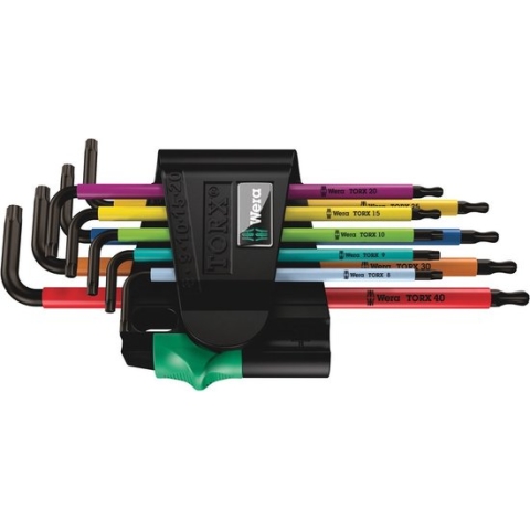Wera multicolour stiftsleutelset met kogelkop - 9-delige - torx / torx tamper resistant - t8-t40
