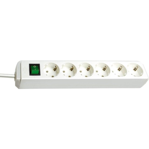 Brennenstuhl Eco-Line 6-voudi Stekkerdoos (Stekkerblok met schakelaar en 1,5m kabel) wit
