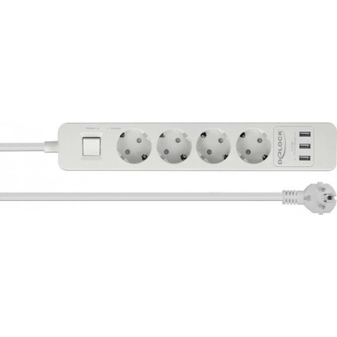 DeLOCK 11206 power uitbreiding 1,5 m 4 AC-uitgang(en) Binnen Wit