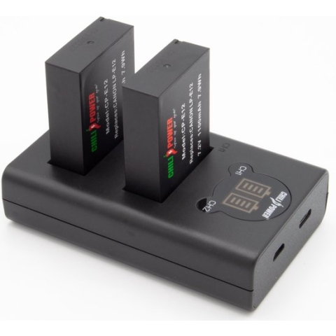 ChiliPower LP-E12 USB Duo Kit geschikt voor Canon - Camera accu set, 2 accu's en dubbellader