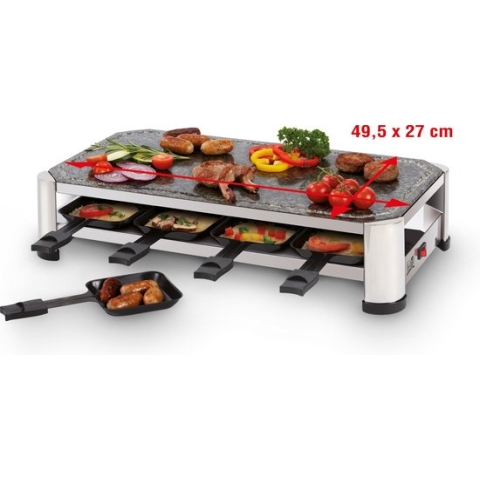 Fritel SG 2180 - Steengrill met raclettefunctie - grilloppervlak (LxB) 49,5x27cm - 2 tot 8 personen