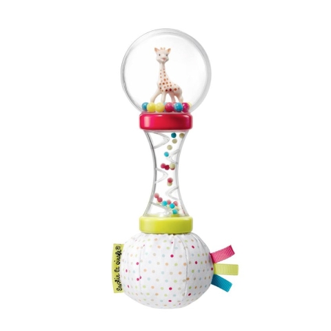 Sophie de giraf Zachte Maracas Rammelaar - Babyspeelgoed - Kraamcadeau - Babyshower cadeau - In witte geschenkdoos - Vanaf 3 maanden - 6x6x17 cm - Kunststof/Katoen