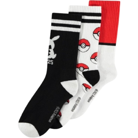 Pokémon - Set van 3 paar sokken - 43/46 - Pikachu & Pokéballs
