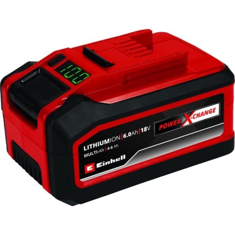 Einhell 4.0-6.0 Ah Plus Accu - Power X-Change - 18 V/Li-Ion - Max. vermogen: 1350 W - Active Accu Management Systeem - PLUS-Technologie: meer vermogen - MULTI-Ah Technologie: 6.0 Ah voor max. gebruiksduur of 4.0 Ah voor max. levensduur