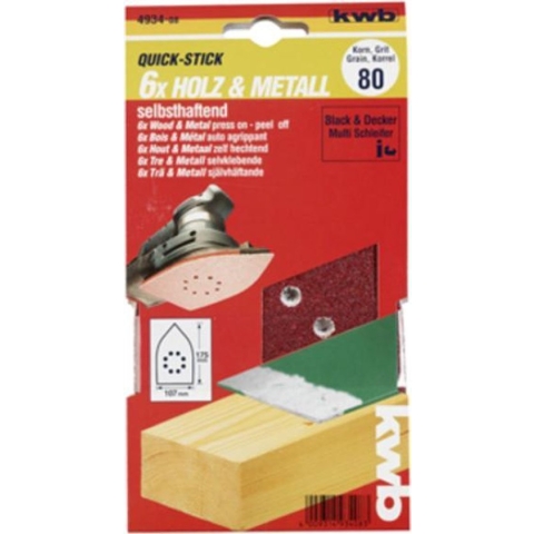 KWB schuurschijf 107 x 175 mm - Korrel 180 - Klittenbandhechting - 493418 - 5 stuks