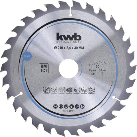 kwb cirkelzaagblad 210 x 30 mm - Snel zagen, geschikt voor zacht en hard hout, meubelplaat en spaanplaat