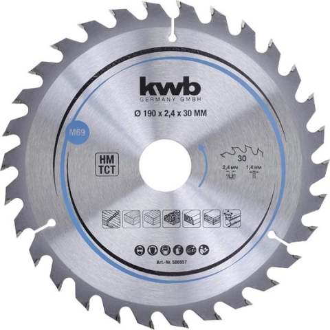 kwb cirkelzaagblad 190 x 30 mm, snel zagen, zaagblad geschikt voor zacht en hard hout, meubel- en spaanplaat