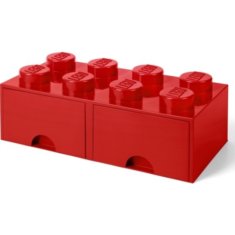 Lego - Opbergbox met 2 Lades Brick 8 - Polypropyleen - Rood