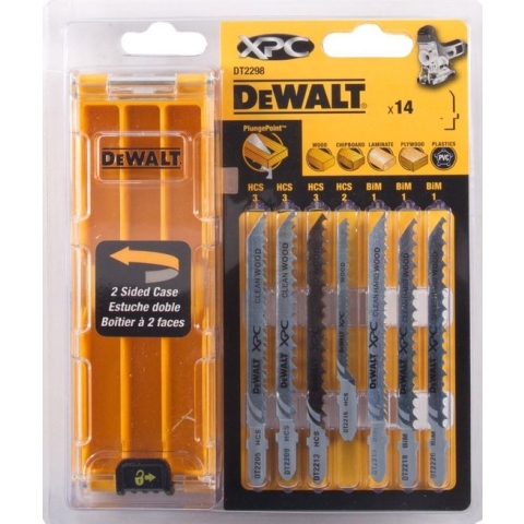 DeWalt DT2298 14 delig Decoupeerzaagblad set XPC in cassette - Hout / Kunststof / Laminaat