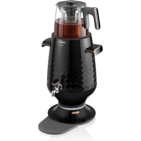 AR3083 - Arzum - Ehlikeyf Samovar - Zwart, theekoker brouwen thee maker, Turkish Tea Machine