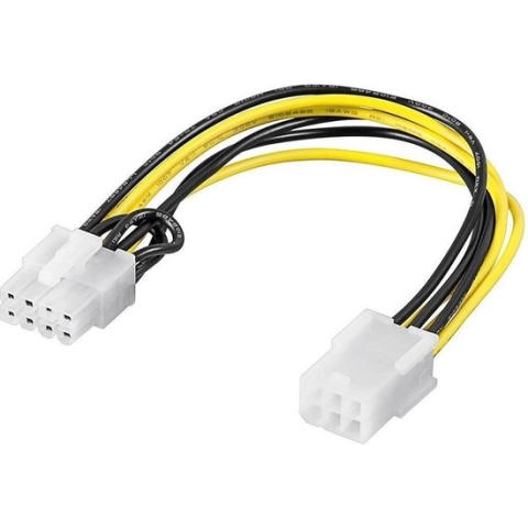 PCIe 6-pins (v) - PCIe 8-pins (m) voedingskabel - 0,20 meter